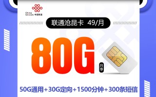 联通沧昆卡【49元80G+1500分钟+300短信】