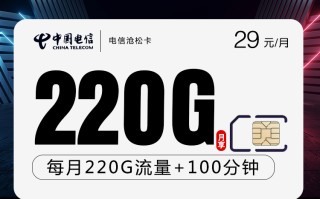 
电信沧松卡优惠套餐29元220G流量加100分钟通话
