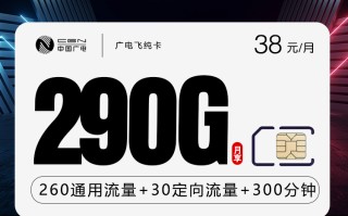 
广电飞纯卡38元月租290G流量300分钟通话优惠