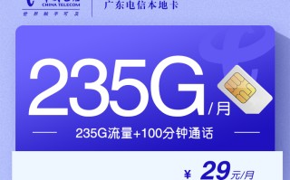 广东电信本地卡29元235G流量100分钟通话