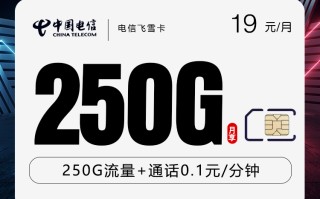 

电信飞雪卡19元250G次月充50领170G首月免租