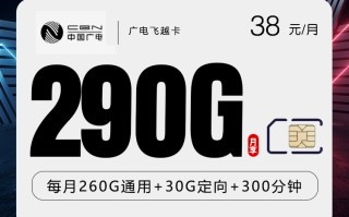 广电飞越卡每月38元包含290G流量+300分钟通话