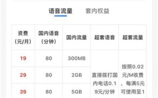 移动套餐价格表2019年
